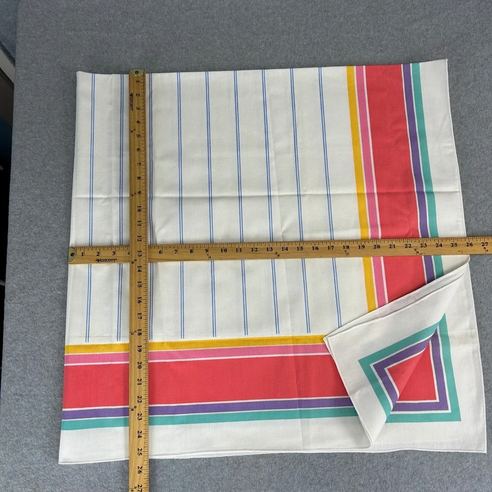 Bob Van Allen 9 Piece Tablecloth Placemats Napkins Set Colorful Stripe Vintage